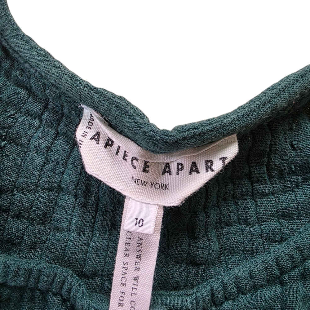 Apiece Apart Hunter Green Long Sleeve Pleated Top Size 10 - Picture 2 of 5